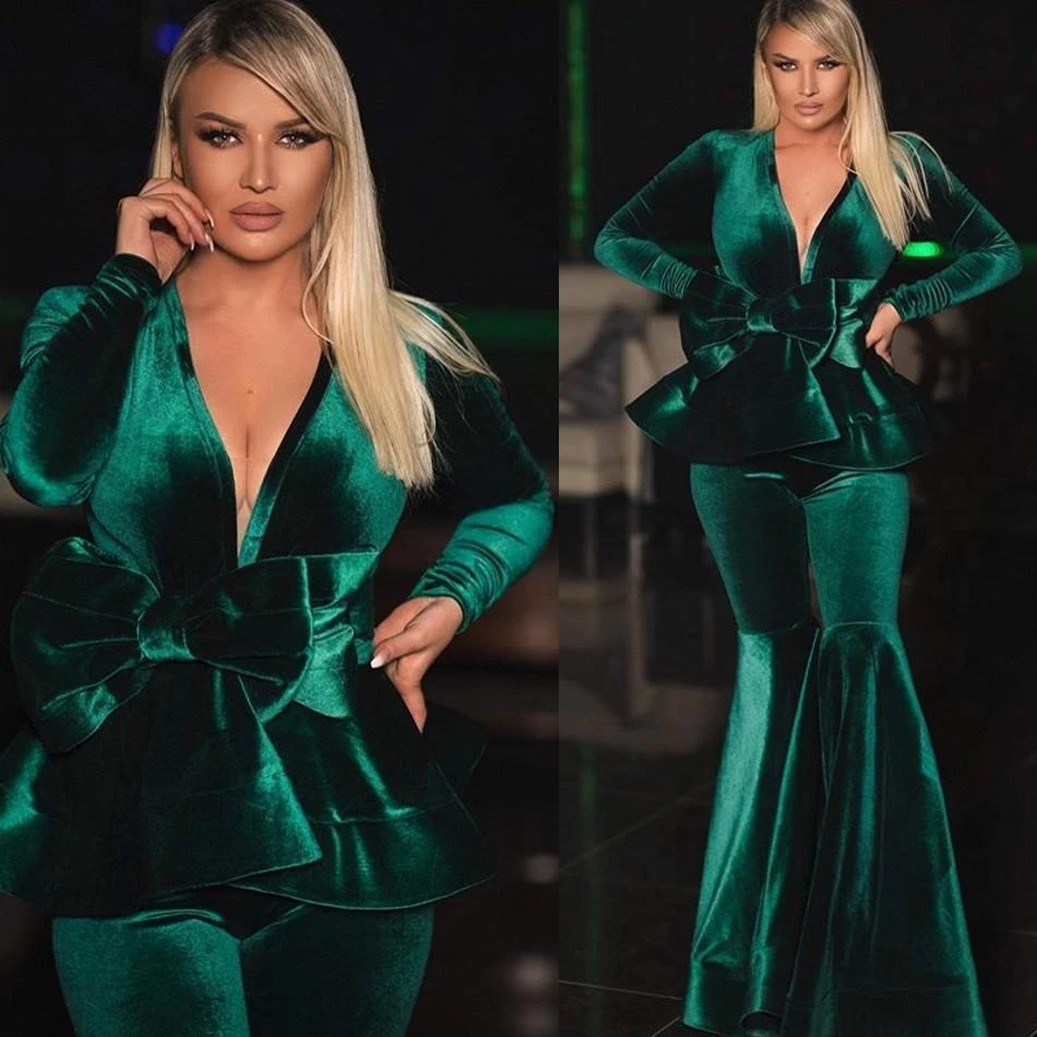 green velvet v neck dress