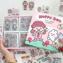 Autocollants Kawaii motif dessin animé rose fille, étiquette Scrapbook, pour Album Photo, journal intime, papeterie de décoration, DIY bricolage