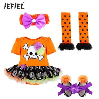 

Cartoon Pumpkin Halloween Costumes Newborn Baby Girl Romper Tutu Kids Girls Clothes Halloween Outfits Leg Warmers Shoes Headband