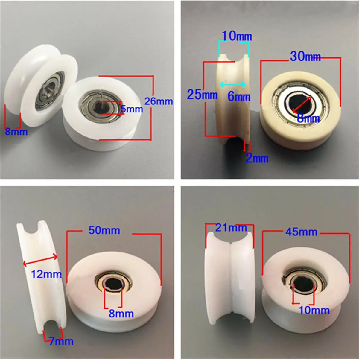 8~21mm U V Groove Metal Shield Nylon Pulley Wheels Roller Rail Ball Bearings | Дом и сад