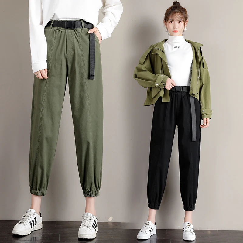 

Cotton Ankle Length Pants Autumn 2019 New Casual pants Harun pants Female Korean Loose Waistband Fashion women Pants 880C