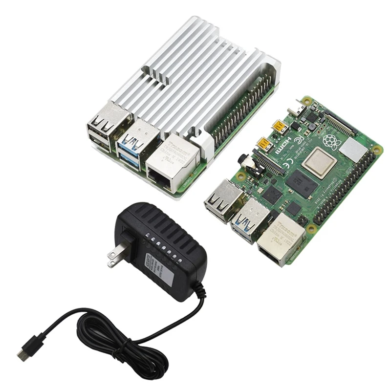Для Raspberry Pi 4B 2G Оперативная память DIY Kit Поддержка 2,4/5,0 ГГц WI-FI Bluetooth 5,0 с Алюминий CNC сплав защитные Серебряный чехол 5V 3A