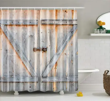 

Old Vintage Wood Doors Shower Curtain Mat Decorative Waterproof Polyester Fabric Bathroom Curtain Set Home Bath Decor Multi-size