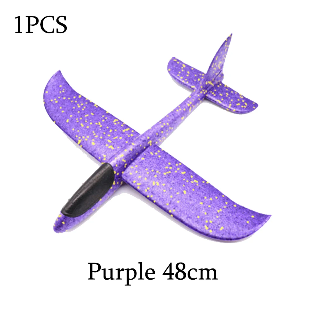 1pcs Purple 48cm Пенопластовый игрушечный самолет, 36 см 48 см, режим полета, планер, инерционные модели самолетов, самолеты для детей, Спорт на открытом воздухе - Цвет: 1pcs Purple 48cm