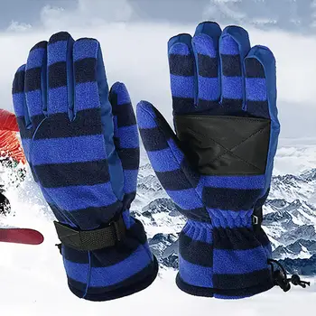 

New men and women autumn and winter outdoor non-slip stripes color waterproof warm winter large size finger gloves