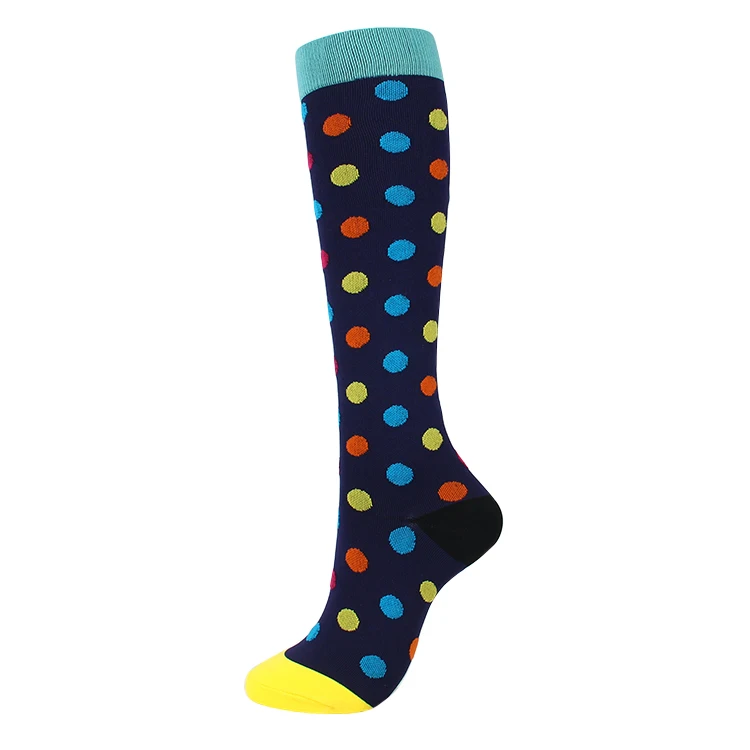 Компрессионные носки для мужчин и женщин нейлоновая пряжа для спорта на открытом воздухе высокие длинные трубчатые чулки носки для бега счастливый красочный марафон унисекс веселье - Цвет: 6 (20-30mmhg)