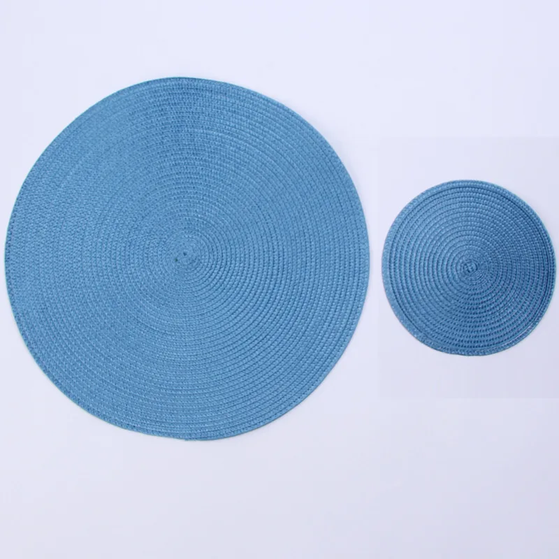 INS круглые тканые салфетки из полипропилена, водонепроницаемые коврики для обеденного стола, Нескользящие подставки для посуды, подставки для напитков, подставки для чашек, кухонные вечерние принадлежности - Цвет: Blue