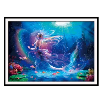 

Modern European Full Stick Of 5d Round Drill Point Diamond Home Decoration Painting little Mermaid Decoration Picture