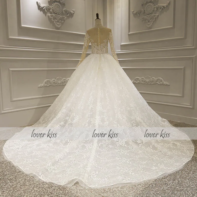 Lover Kiss Vestido De Noiva реальное фото великолепного кружева свадебное платье с длинным рукавом бисером и жемчугом Свадебные платья на заказ Brautkleid