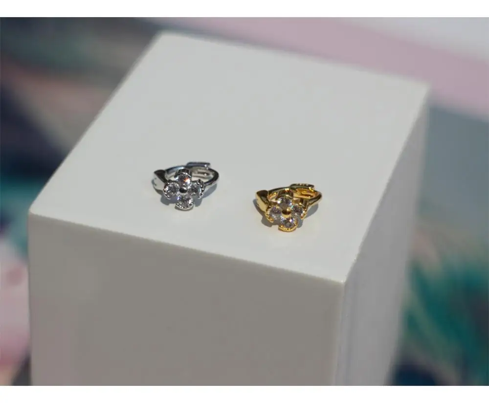 Серьги из стерлингового серебра 925 пробы, модные, циркониевые, четыре-застежка в виде листа, Ушные Кольца, мини-ушные кости, ушные пряжки, 5,2 мм, милый тренд, дикие женские серьги, еврей