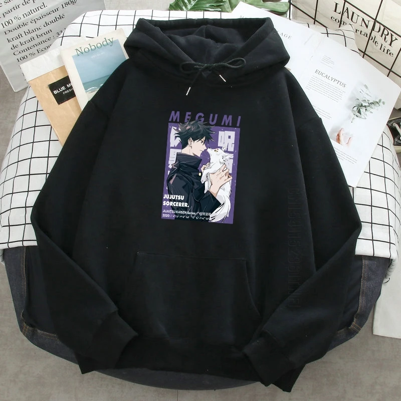 

Megumi Fushiguro Print Hoodies Men's Jujutsu Kaisen Harajuku Daily Casual Streetwear Hooded Tops Male Loose Sweatshirt