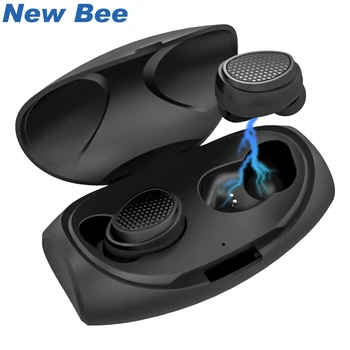 

New Bee Wireless Headphones Bluetooth 5.0 TWS HIFI Handsfree Bluetooth Earphone Mini In-ear Headset for Sports Running/Gaming
