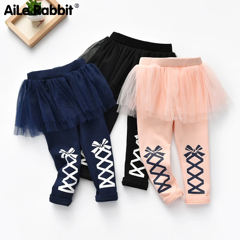 

2019 Autumn Girl Clothes Leggings Straps Printed Cotton Culottes Joker Tutu Pants For Girls Dancing Princess Costumes