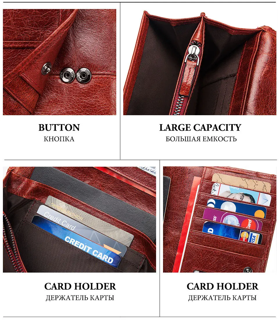 Женский кошелек из натуральной кожи, длинный многофункциональный держатель для карт, кошелек для монет, женский клатч, большая емкость, противоугонная сумка для телефона, кошельки