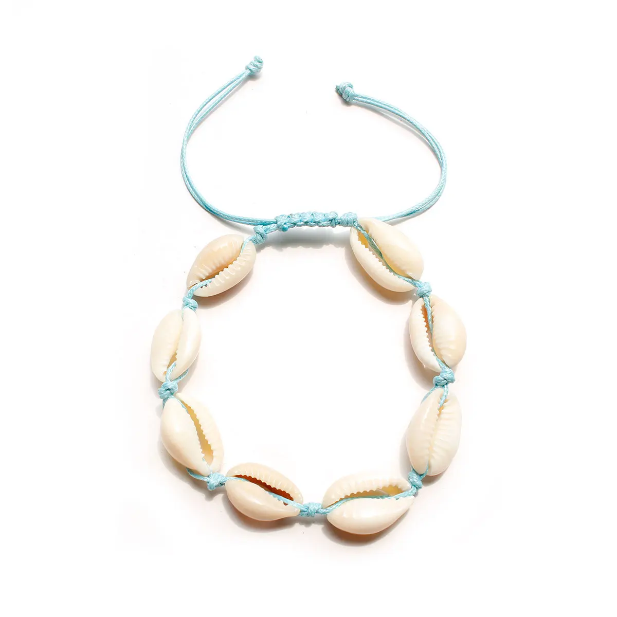 

European And American-Style Accessories Korean-Style Wax Cord Entirely Handmade Woven Shell Anklet Women's Beach Creative jiao s