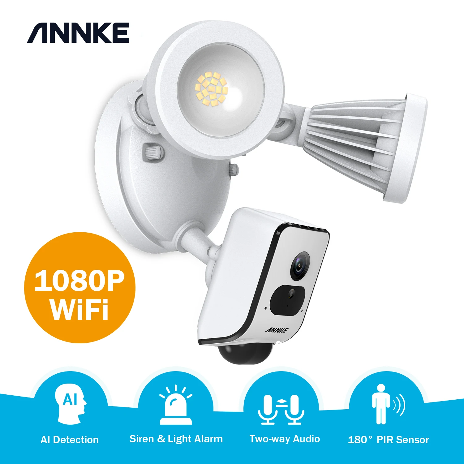 Камера ANNKE 1080P AI с прожектором HD Wi Fi ip камера двухсторонней аудиосвязью несколько