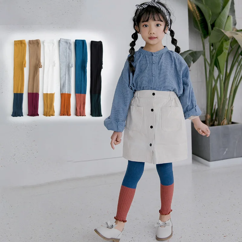 Новые весенние детские леггинсы, хлопковые цветные детские колготки, штаны для девочек