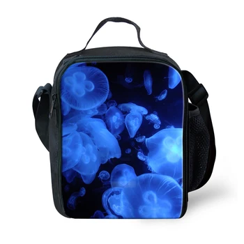 

HYCOOL Fashion Lunch Bag for Children Ocean Sea Blue Jellyfish Print Kids Bento Box Bags Boys Girls School Lunchbags for Picnic