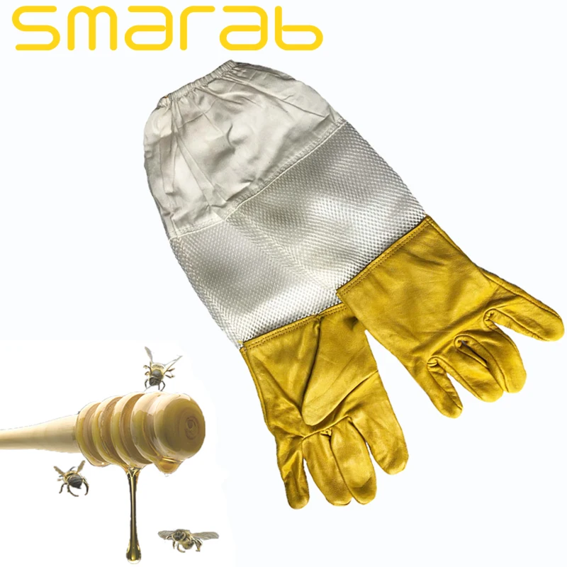 1 пара пчеловодства предотвращает перчатки защитные рукава тонкий мягкий PU кожа анти пчелы Пчеловодство apculture оборудование