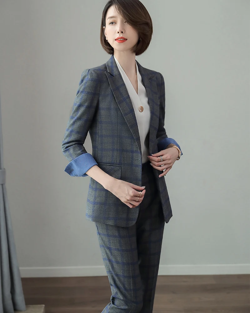 Женский высококачественный брючный костюм большого размера 5XL клетчатый костюм куртки и брюки комплекты из 2 предметов мягкая ткань