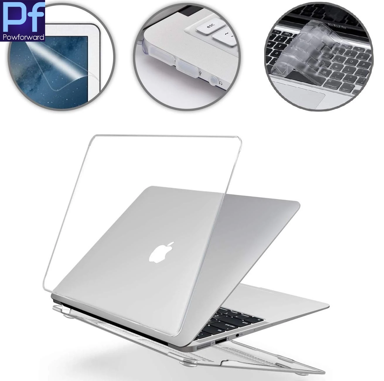 Прозрачный Кристальный чехол 4 в 1 + Пылезащитная заглушка для Apple macbook Air 13 3 A1932 A1466