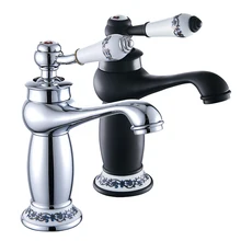 Luxury Basin Bath Faucet European Retro Single Handle Black Chrome for Cold and Hot Water Sink Mixer Tap Mixer
