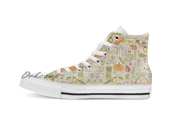 

Retro kitchen Custom Casual High Top lace-up Canvas shoes sneakers Drop shipping