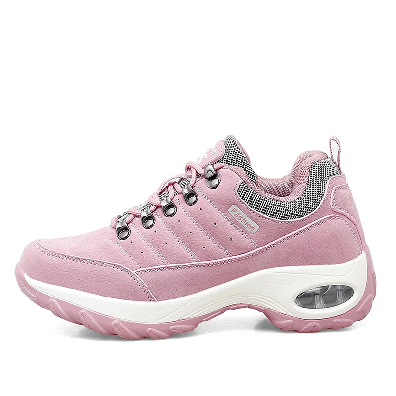 Zapatos deportivos con cámara de aire para mujer, zapatillas de cuero  impermeables, para caminar al aire libre, trotar|Zapatillas de correr| -  AliExpress
