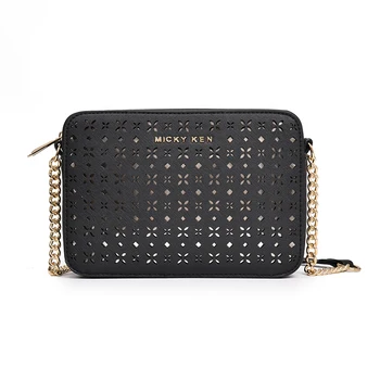 

Women Bag black PU Leather Women Messenger Bag hollow out Ladies Crossbody Bag Chain square Small Flap Shopping Handbag purse