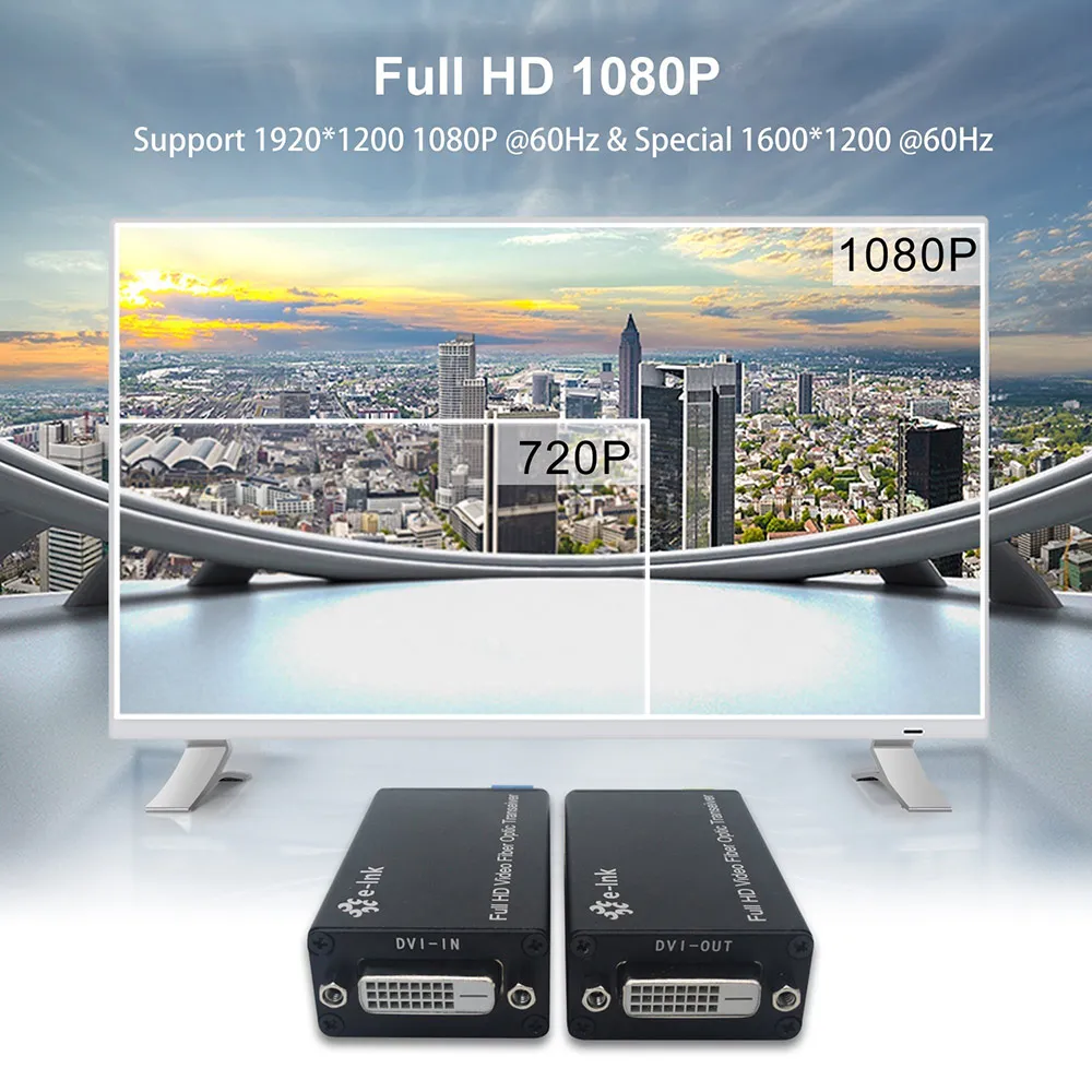 Мини преобразователь 1080P DVI в оптоволоконный одномодовый оптический удлинитель