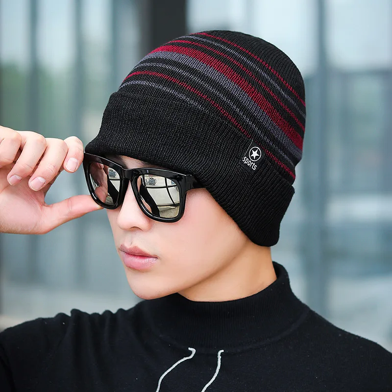 GKGJ Men's Warm Winter Hats Thick Knit Cuff Beanie Cap with Lining Skull Knit Hat Cap Soft Stretch Slouchy Beanie Skully Cap - Цвет: C08