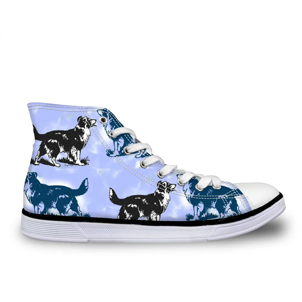 Doginthehole Border Collie/обувь с высоким берцем из вулканизированной кожи; модные мужские кроссовки на шнуровке; Осенняя обувь для мальчиков-подростков на плоской подошве - Цвет: ZJZ062AT