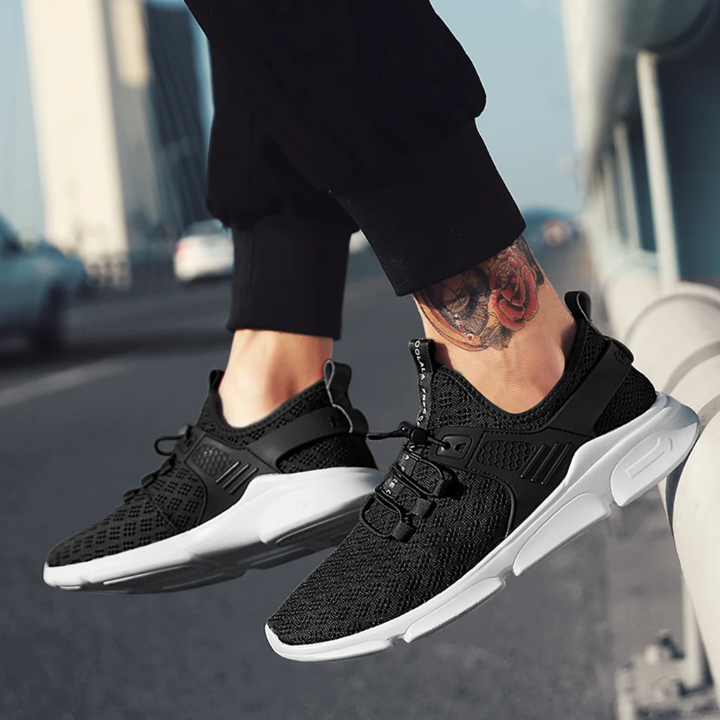 Зеленый Men’s Breathable Mesh Sneakers Light-weight Casual Sports Shoes - Цвет: Зеленый