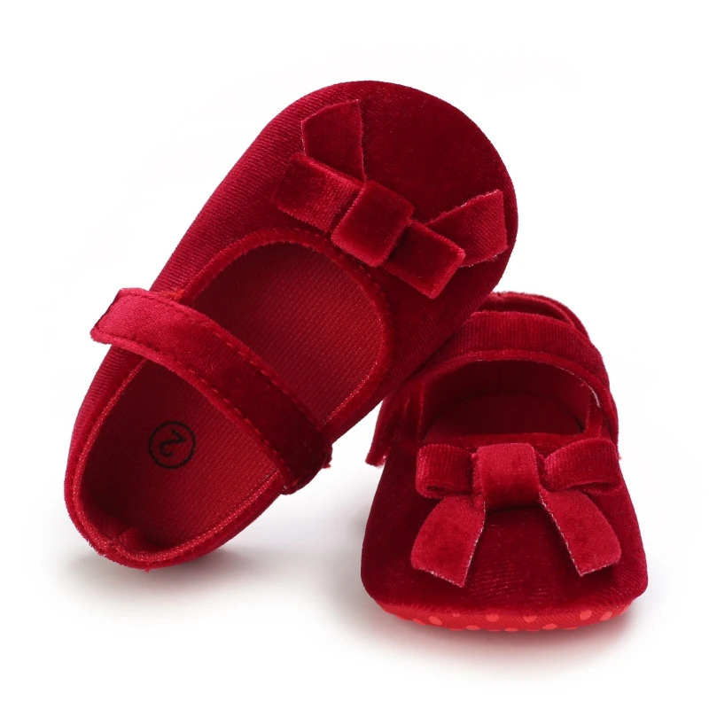 Baywell PU Leather Bowknot Princess Shoes For Baby Girls Prewalker Anti-slip Soft Sole Moccasins Footwear Shoes First Walker