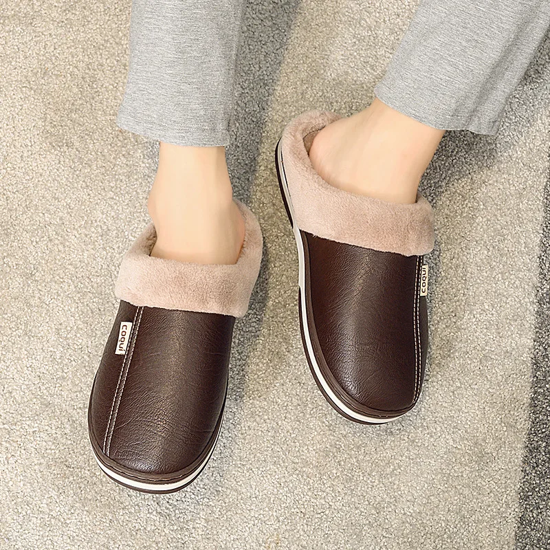 

Autumn And Winter COQUI Couples Slipper Indoor Warm Men Women's Waterproof Leather Slipper 2211-2212