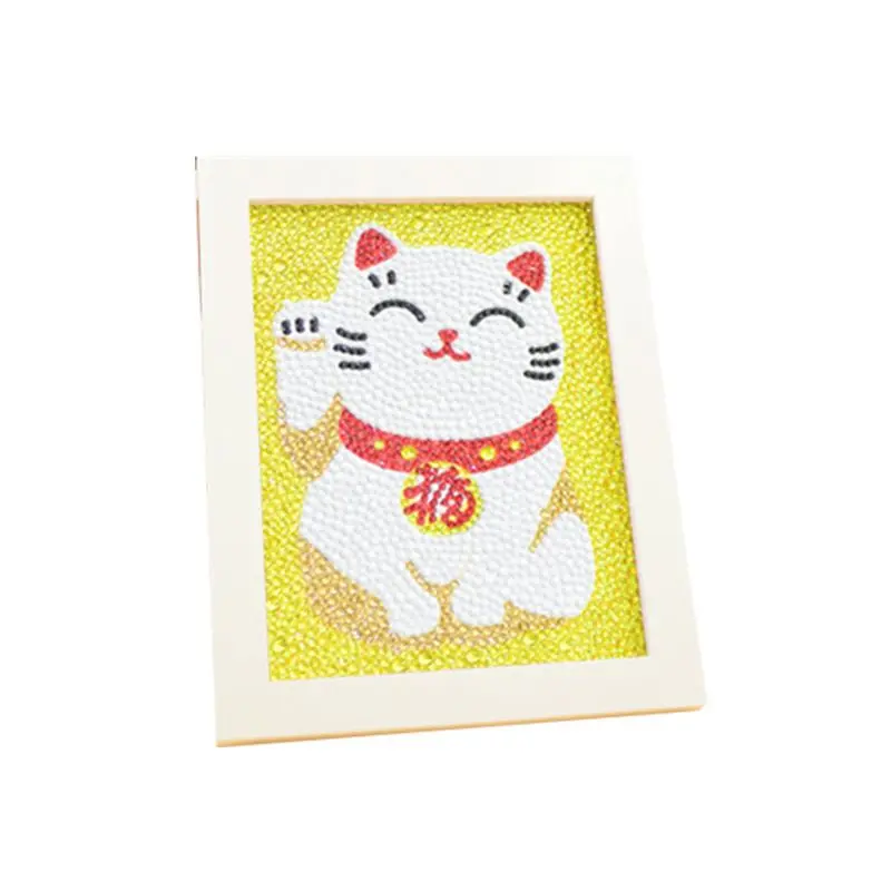 Кошка, кошка, сделай сам, 5D, полная дрель, круглая Алмазная картина, картина, Набор для вышивки крестиком, вышивка ручной работы, домашний декор с рамкой для детей - Цвет: 5AC401180-ZC02