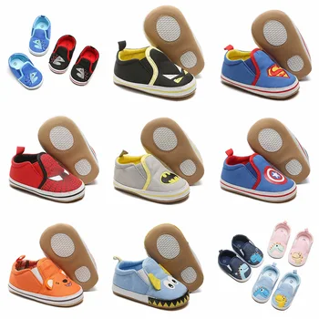 

First walkers newborn boys girls crib shoes cute cartoon monster dinosaur supermen anti-slip indoor baby shoes