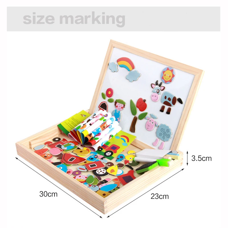 Деревянная магнитная головоломка 16 стилей Двусторонняя доска для рисования