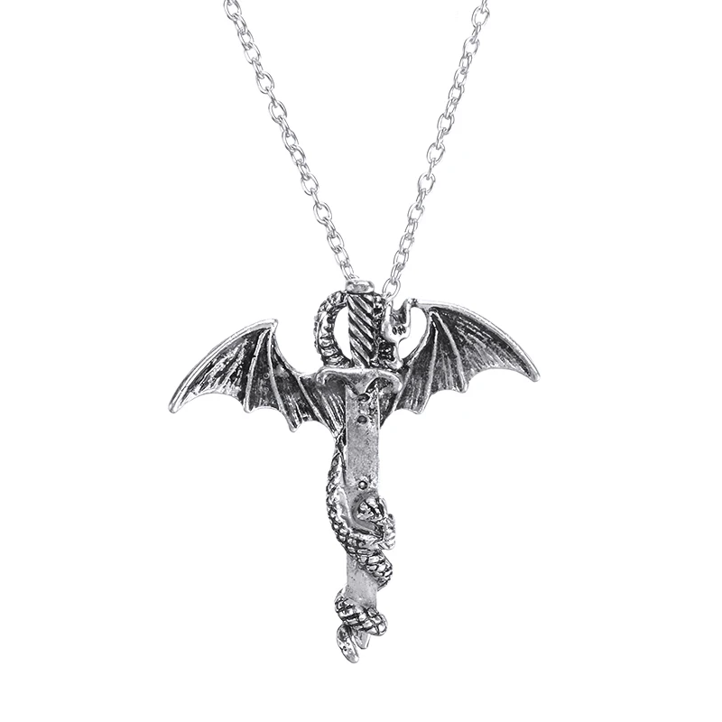 Винтажное светящееся в темноте ожерелье с подвеской виде меча дракона для мужчин