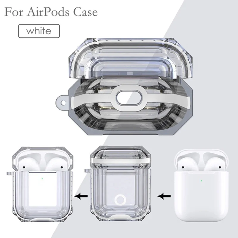 

TPU 2-tone Protector Case for AirPods Clear Cover Charging Earphones Bag for Apple Wireless Bluetooth Headset Hard PC Protector