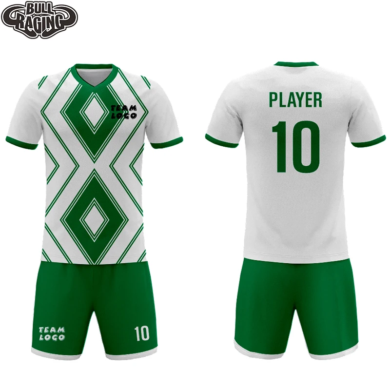 Custom Grass Green White Sublimation Soccer Uniform Jersey