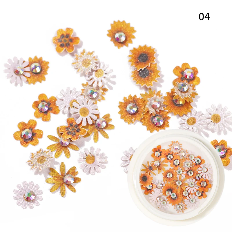 

50PCS Bowknot Floral Nail Art Decoration Applique Sequins 3D Three-dimensional with Diamond Japanese Super Flash Nail Decoration