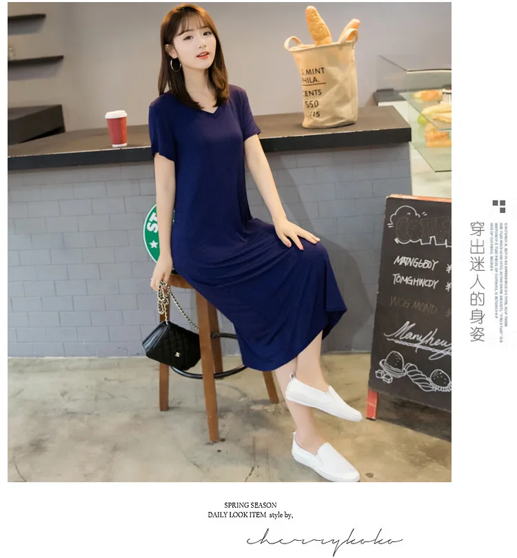 Fdfklak Modal Comfortable Sleepwear Women Night Shirt New Short Sleeve Long Dress Spring Summer Nightgowns Female Sleepshirt