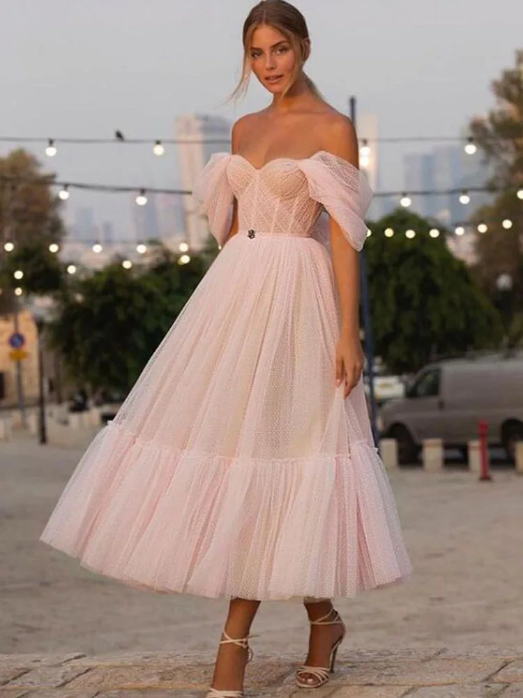 安心追跡付【Phase Eight】Lorie フローラル刺繍ドレス LORIE Blush Pink Off the Shoulder Dot Tulle Short Wedding
