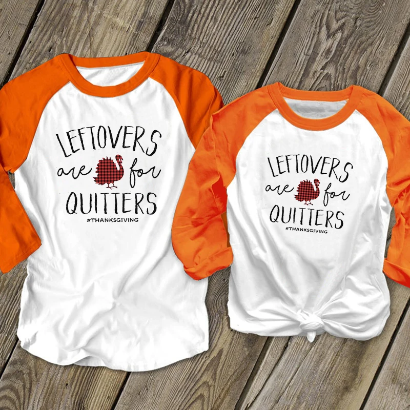 Leftovers for quittors; Семейные комплекты на День Благодарения; осень г.; футболка «Мама и я»; принт индейки для мамы и дочки