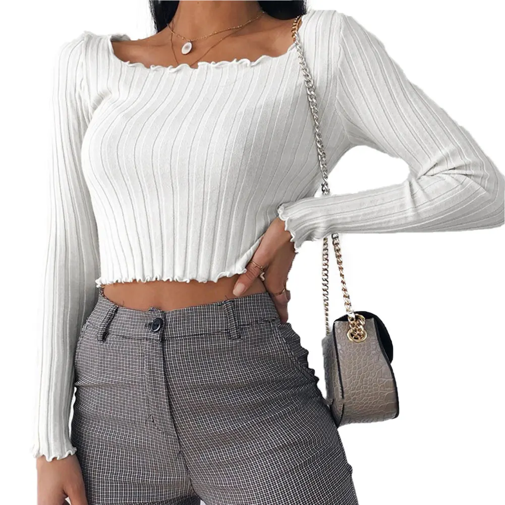 

Women's Fall Shirt, Knitting Top, Elastic Wrapped Casual Party High Neck Warm Ruffle Underwear