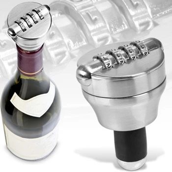 

Black Silver Abs + Alloy Zinc Alloy Wine Bottle Combination Lock Vacuum Plug Wine Bottle Safety Lock