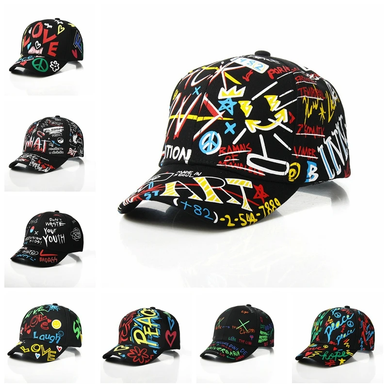 Children Snapback Hat Baseball-Cap Graffiti Street-Dance Girl Kids Personality Fashion