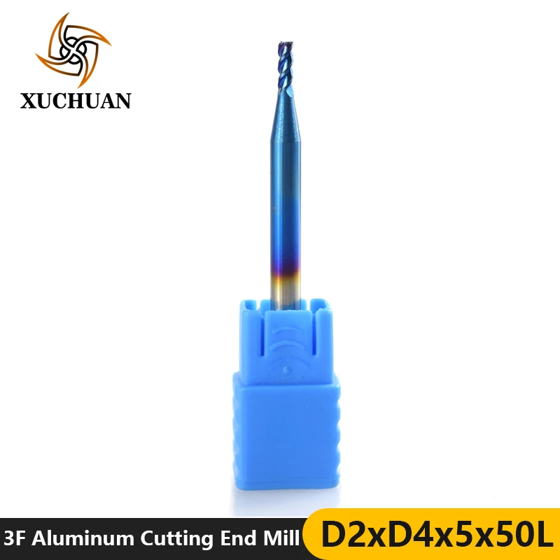 

1pc 2mm Diameter Aluminum Cutting End Milling Cutter 3 Flutes Tungsten Steel End Milling Bit Nano Blue Coated CNC Router Bit