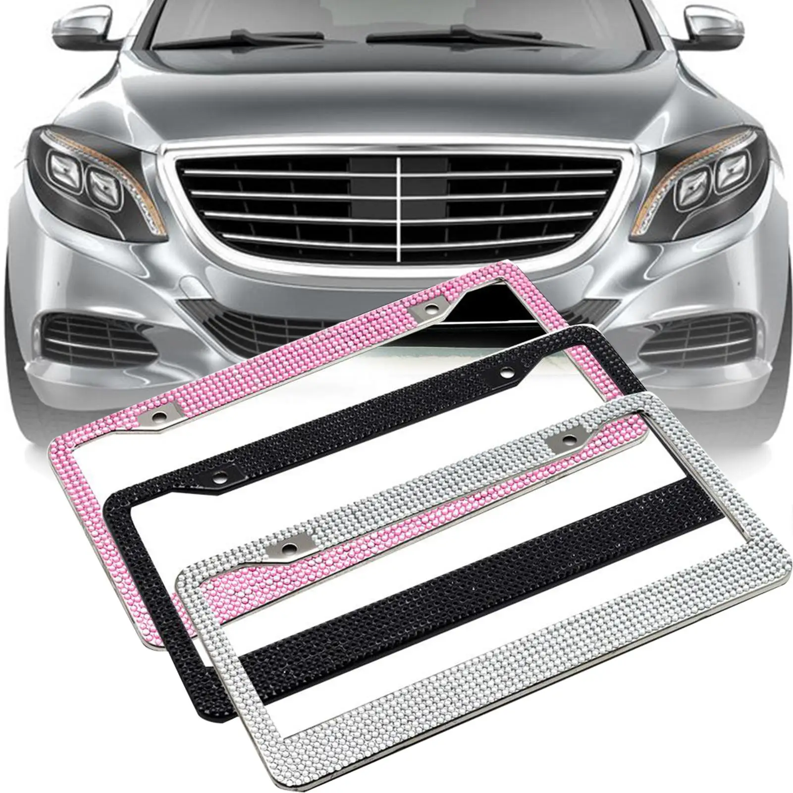 アメリカの車のリアナンバープレート ラインストーン エレガントなステンレス鋼の装飾 Aliexpress 自動車 バイク